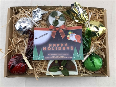 Christmas Gift Tray - Chocolate, Cinnamon & Orange, Fruit Cake & Mint Bath Blitzers